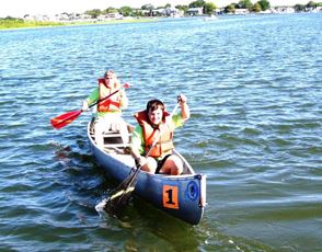 A boat actively racing
